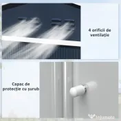 Outsunny Șopron pentru Unelte cu Acoperiș Înclinat și Uși Glisante Duble, 277x195x192 cm, Gri Închis | Aosom Romania 