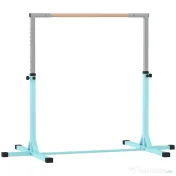 HOMCOM Bară de Gimnastică pentru Copii 3+ Ani, Înălțime Reglabilă, din Oțel și Lemn Masiv de Fag, Bleu | Aosom Romania 