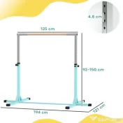 HOMCOM Bară de Gimnastică pentru Copii 3+ Ani, Înălțime Reglabilă, din Oțel și Lemn Masiv de Fag, Bleu | Aosom Romania 