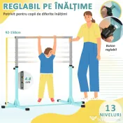 HOMCOM Bară de Gimnastică pentru Copii 3+ Ani, Înălțime Reglabilă, din Oțel și Lemn Masiv de Fag, Bleu | Aosom Romania 