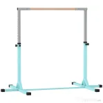 HOMCOM Bară de Gimnastică pentru Copii 3+ Ani, Înălțime Reglabilă, din Oțel și Lemn Masiv de Fag, Bleu