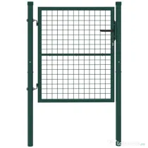 Outsunny Poartă de Grădină din Oțel 97 x 150 cm, Poartă cu Încuietoare, 3 Chei, Mâner și 2 Stâlpi