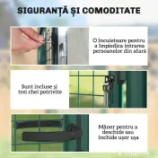 Outsunny Poartă de Grădină din Oțel 97 x 150 cm, Poartă cu Încuietoare, 3 Chei, Mâner și 2 Stâlpi 