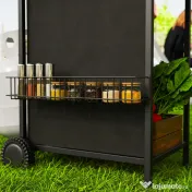 Outsunny Grătar pe Gaz cu Capac, Termometru, Măsuță Laterală și Tavă pentru Colectarea Grăsimii, 107x54x96 cm, Negru | Aosom Romania 