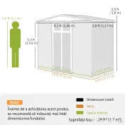 Outsunny Magazie pentru Unelte din Oțel Galvanizat cu 2 Uși, 246x117x180 cm, Gri Deschis | Aosom Romania 