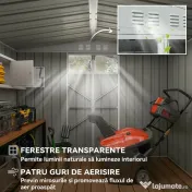 Outsunny Magazie pentru Unelte din Oțel Galvanizat cu 2 Uși, 246x117x180 cm, Gri Deschis | Aosom Romania 