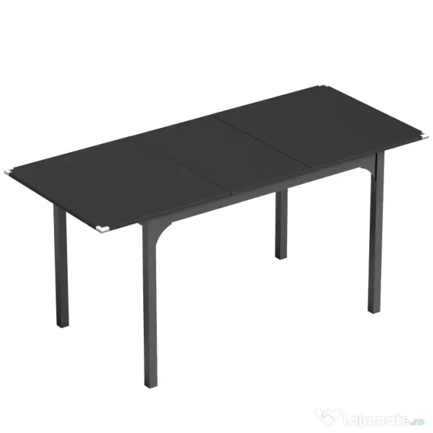 HOMCOM Masă de Grădină Extensibilă pentru 4-6 Persoane cu Picioare din Oțel, 160x70x75 cm, Negru | Aosom Romania