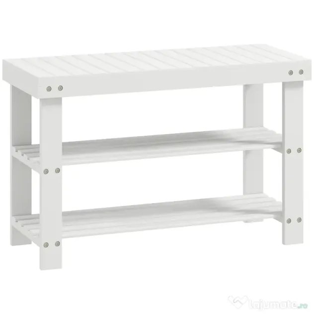 HOMCOM Pantofar tip Băncuță pentru Hol cu 3 Niveluri, 70x28x45 cm, Lemn natural | Aosom Romania