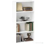 HOMCOM Bibliotecă cu 4 Rafturi și 2 Rafturi Flexibile, din Lemn, 60x24x115.5 cm, Alb
