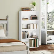 HOMCOM Bibliotecă cu 4 Rafturi și 2 Rafturi Flexibile, din Lemn, 60x24x115.5 cm, Alb