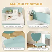 AIYAPLAY Set Birou cu Sertar și Scaun Ursuleț pentru Copii 3-8 Ani Verde | Aosom Romania 