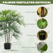 HOMCOM Plantă artificială de 90 cm din plastic verde cu ghiveci de Ø16.5x13.5 cm | Aosom Romania 