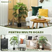 HOMCOM Plantă artificială de 90 cm din plastic verde cu ghiveci de Ø16.5x13.5 cm | Aosom Romania 