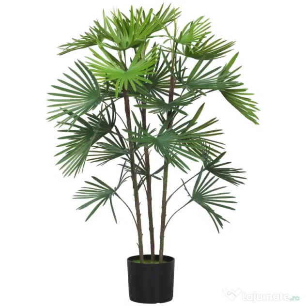 HOMCOM Plantă artificială de 90 cm din plastic verde cu ghiveci de Ø16.5x13.5 cm