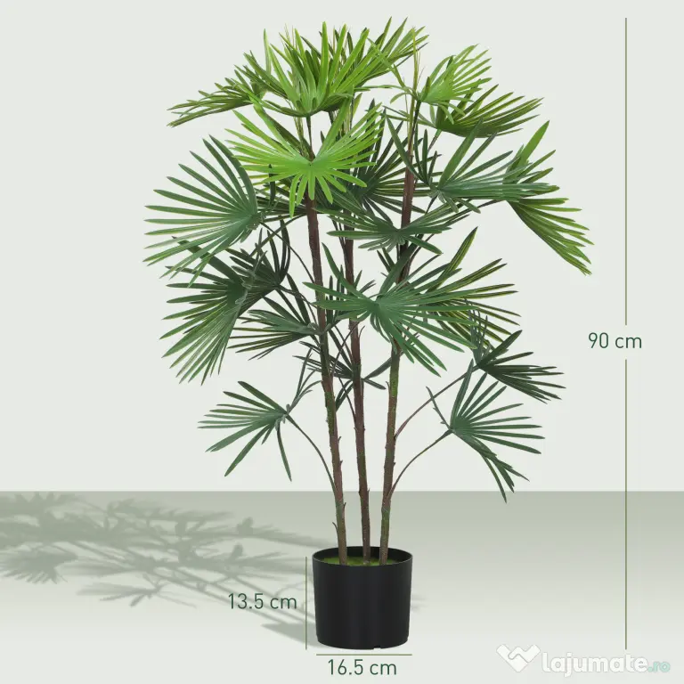 HOMCOM Plantă artificială de 90 cm din plastic verde cu ghiveci de Ø16.5x13.5 cm