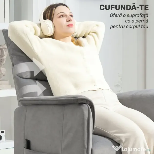 HOMCOM Fotoliu Reclinabil Electric pentru Living cu Suport pentru Picioare, Gri | Aosom Romania