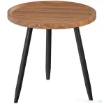 HOMCOM Măsuță de Cafea Rotundă cu Margine Ridicată și 3 Picioare, din Lemn și Oțel, Ø40x39 cm, Negru și Culoare Lemn