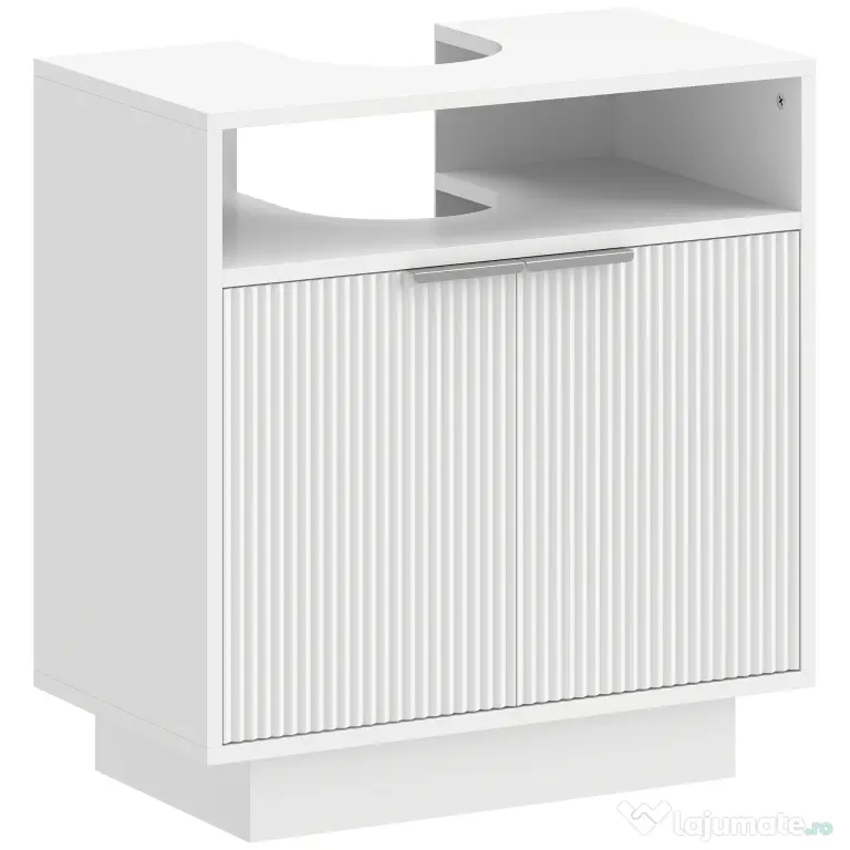 HOMCOM Dulap de Baie Sub Chiuvetă cu Raft Interior Ajustabil Alb | Aosom Romania