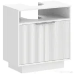 HOMCOM Dulap pentru sub chiuvetă cu raft interior reglabil și raft deschis, din lemn, 60x33x63 cm, alb