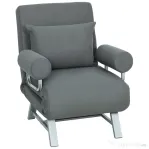 HOMCOM Fotoliu Extensibil 3 în 1 cu Spătar Reglabil pe 5 Nivele, din Material cu Efect de In, 73x78x81 cm, Gri Închis