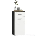 kleankin Dulap Baie din Lemn cu Sertar și Rafturi, Design Alb și Negru
