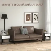 HOMCOM Set 2 Noptiere Moderne cu Raft Deschis și Sertar Alb Gri închis | Aosom Romania