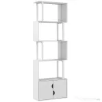 HOMCOM Bibliotecă modernă cu 5 rafturi și dulap cu 2 uși din lemn, 60x23.8x179.2 cm, alb