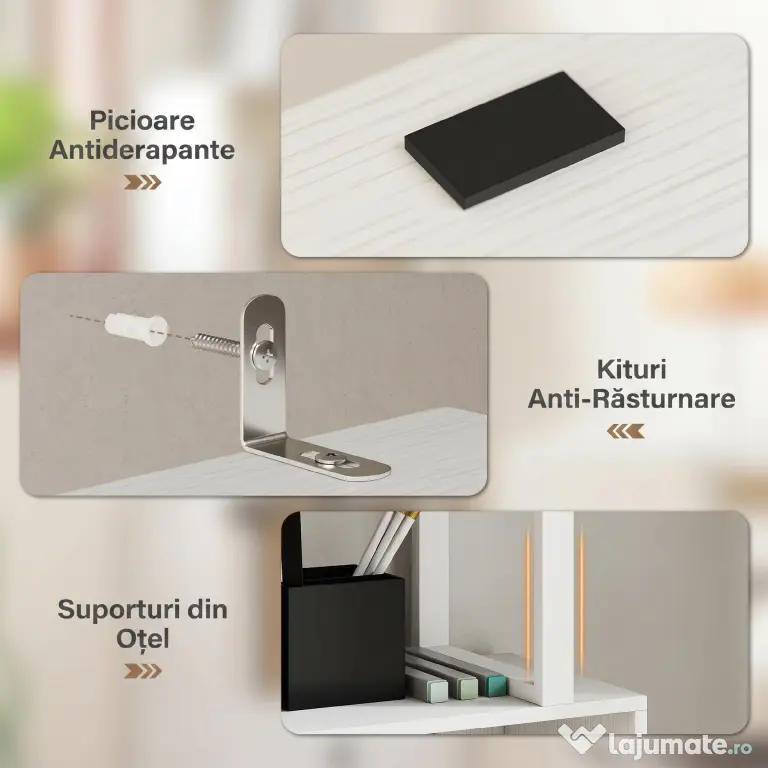 HOMCOM Bibliotecă Modernă cu 5 Rafturi și Dulăpior cu 2 Uși din Lemn Alb | Aosom Romania