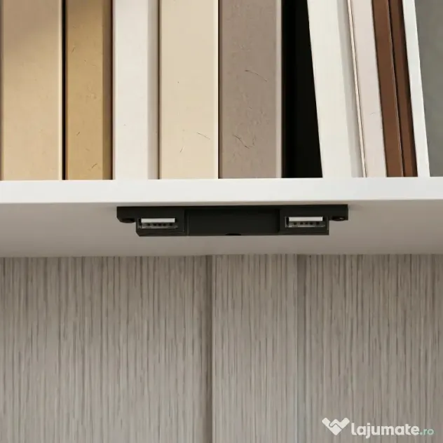 HOMCOM Bibliotecă Modernă cu 5 Rafturi și Dulăpior cu 2 Uși din Lemn Alb | Aosom Romania