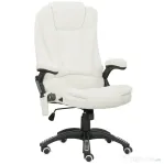 Vinsetto Scaun de Birou Reclinabil cu Masaj, Înălțime Reglabilă, Telecomandă, Textil cu Aspect de In, Crem