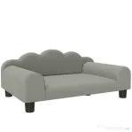 PawHut Canapea pentru câini cu brațe de sprijin, din lemn și material textil French Terry, 66x42x28,5 cm, gri