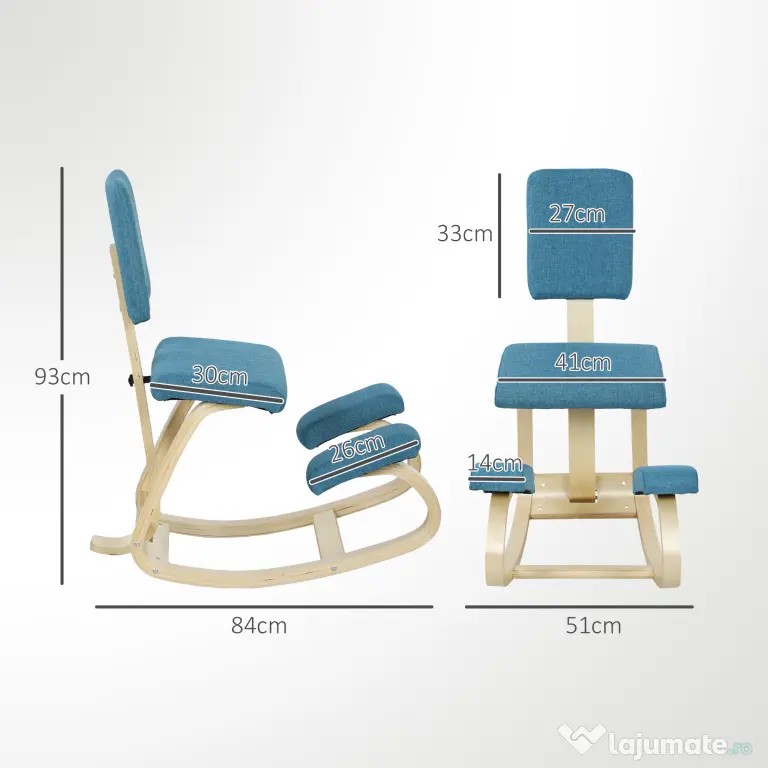 HOMCOM Scaun pentru genunchi din țesătură cu aspect de in și lemn, Maro închis | Aosom Romania