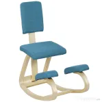 HOMCOM Sedia Inginocchiatoio Dondolante in Tessuto Effetto Lino e Legno di Betulla, 51x84x93 cm, Marrone Scuro