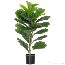 HOMCOM Plantă Artificială Ficus Lyrata Înaltă de 80 cm, Decorativă pentru Interior cu Ghiveci, Verde