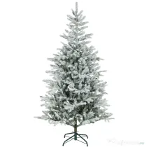 HOMCOM Pom de Crăciun Înzăpezit Înalt 180 cm cu Ramuri Realistice și Bază Metalică Pliabilă