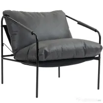 HOMCOM Fotoliu de Sufragerie din Piele PU și Cadru Metalic cu Perne Groase, 74.5x75x77 cm, Gri Antracit | Aosom Romania