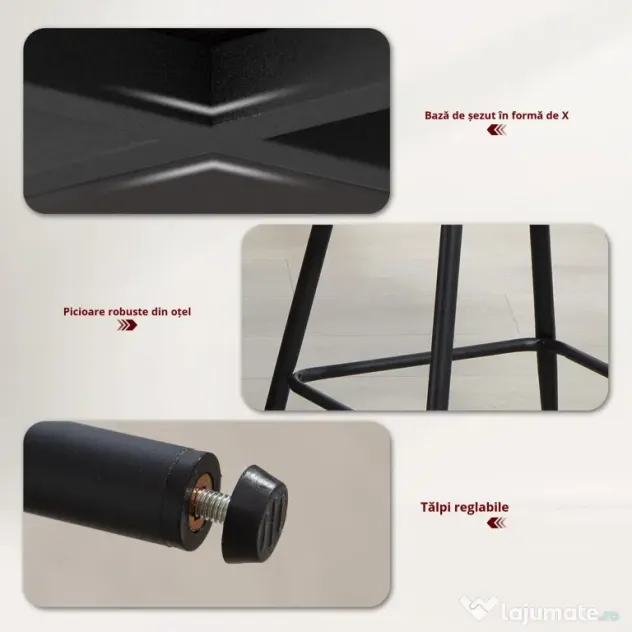 HOMCOM Set 2 Scaune de Bar cu Spătar și Suport pentru Picioare, Acoperire din Material Textil și Picioare din Oțel, Gri | Aosom Romania