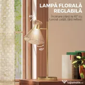 HOMCOM Lampă de Masă Modernă cu Abajur Reglabil din Sticlă Ambrată și Satinată, Suport E27, Aur | Aosom Romania