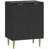 HOMCOM Comodă Modernă cu 2 Uși și Raft Reglabil, Bufet pentru Bucătărie și Living cu Picioare din Metal, Negru | Aosom Romania