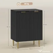 HOMCOM Comodă Modernă cu 2 Uși și Raft Reglabil, Bufet pentru Bucătărie și Living cu Picioare din Metal, Negru | Aosom Romania