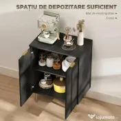 HOMCOM Comodă Modernă cu 2 Uși și Raft Reglabil, Bufet pentru Bucătărie și Living cu Picioare din Metal, Negru | Aosom Romania