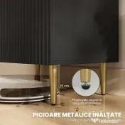 HOMCOM Comodă Modernă cu 2 Uși și Raft Reglabil, Bufet pentru Bucătărie și Living cu Picioare din Metal, Negru | Aosom Romania