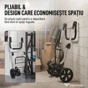 HOMCOM Cărucior de Cumpărături Pliabil din Aluminiu cu Roți, Geantă de 46L, Compartiment Frigorific, Mâner Reglabil, Gri | Aosom Romania