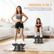 SPORTNOW Stepper Twister 2 în 1 cu Monitor LCD, Pedale Mari și Antiderapante, Capacitate 100 kg, Negru | Aosom Romania