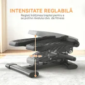 SPORTNOW Stepper Twister 2 în 1 cu Monitor LCD, Pedale Mari și Antiderapante, Capacitate 100 kg, Negru | Aosom Romania