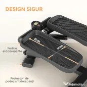 SPORTNOW Stepper Twister 2 în 1 cu Monitor LCD, Pedale Mari și Antiderapante, Capacitate 100 kg, Negru | Aosom Romania