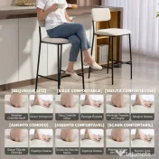 HOMCOM Set 2 Scaune de Bar, Scaune de Bucătărie Înalte în Chenille cu Spătar Înalt, Suport pentru Picioare și Sezut Moale Gros, Structură din Oțel, Scaune Înalte de Bar, pentru Peninsula, Sala de Mese, Bar, Crem | Aosom Romania