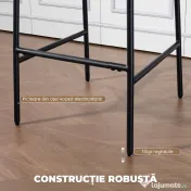 HOMCOM Set 2 Scaune de Bar, Scaune de Bucătărie Înalte în Chenille cu Spătar Înalt, Suport pentru Picioare și Sezut Moale Gros, Structură din Oțel, Scaune Înalte de Bar, pentru Peninsula, Sala de Mese, Bar, Crem | Aosom Romania