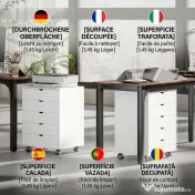 HOMCOM Dulap pentru birou cu 5 sertare pentru documente A3, pe roți și cu încuietoare, 50x40x67.5 cm, alb | Aosom Romania