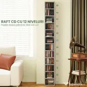 HOMCOM Raft Bibliotecă Pentru CD-uri cu 12 Polițe pentru 204 CD-uri, din MDF și PAL, 21 x 20 x 175 cm, Gri | Aosom Romania 